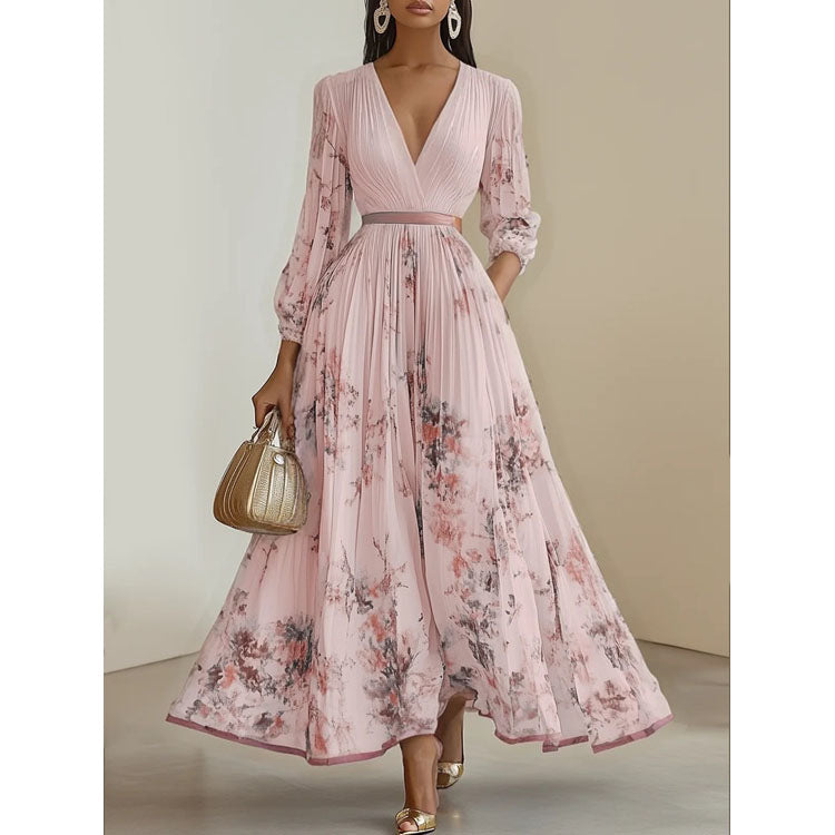 Floriana – plisowana sukienka maxi w kwiaty
