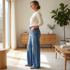 Lucy damskie jeansy vintage z wysokim stanem i szerokimi nogawkami