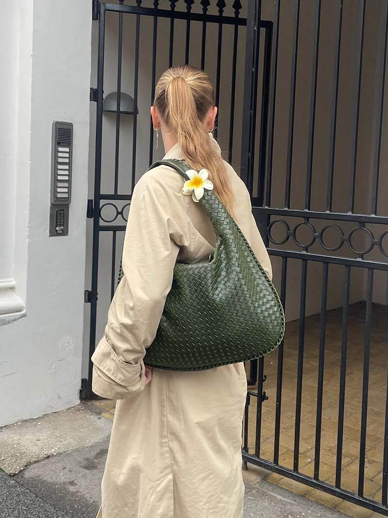 Modna duża pleciona torebka na ramię dla kobiet