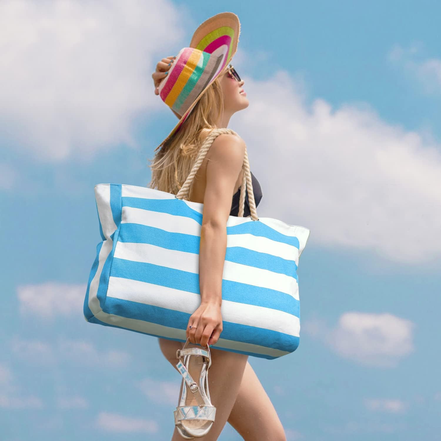Wodoodporna i piaskoodporna duża tote torba plażowa