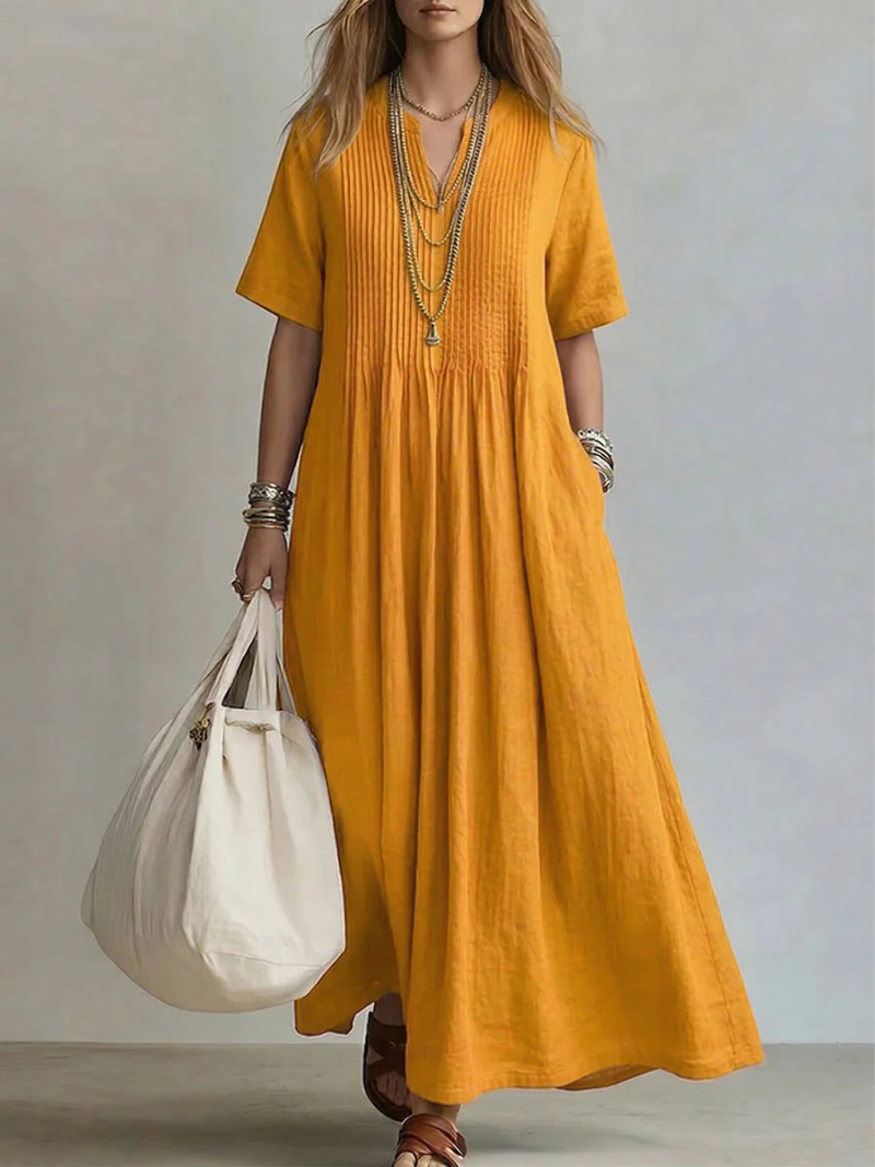 Natalia – plisowana sukienka maxi