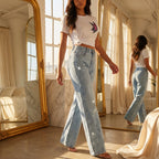 ASTRA™ – Jeansy z kryształkami, wysoki stan