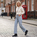 ASTRA™ – Jeansy z kryształkami, wysoki stan