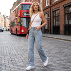 ASTRA™ – Jeansy z kryształkami, wysoki stan