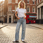 ASTRA™ – Jeansy z kryształkami, wysoki stan