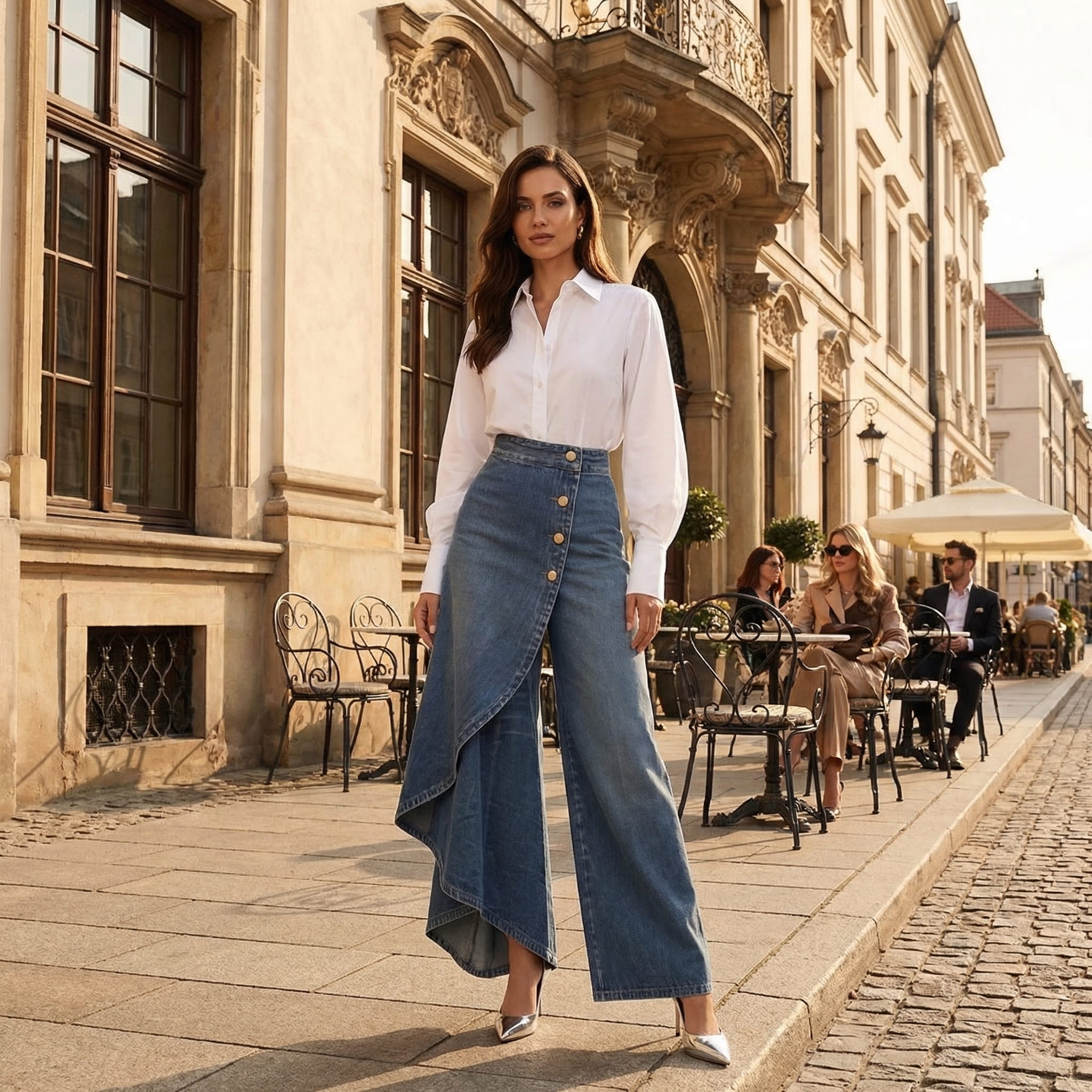 Eleganza - Zawijane jeansy