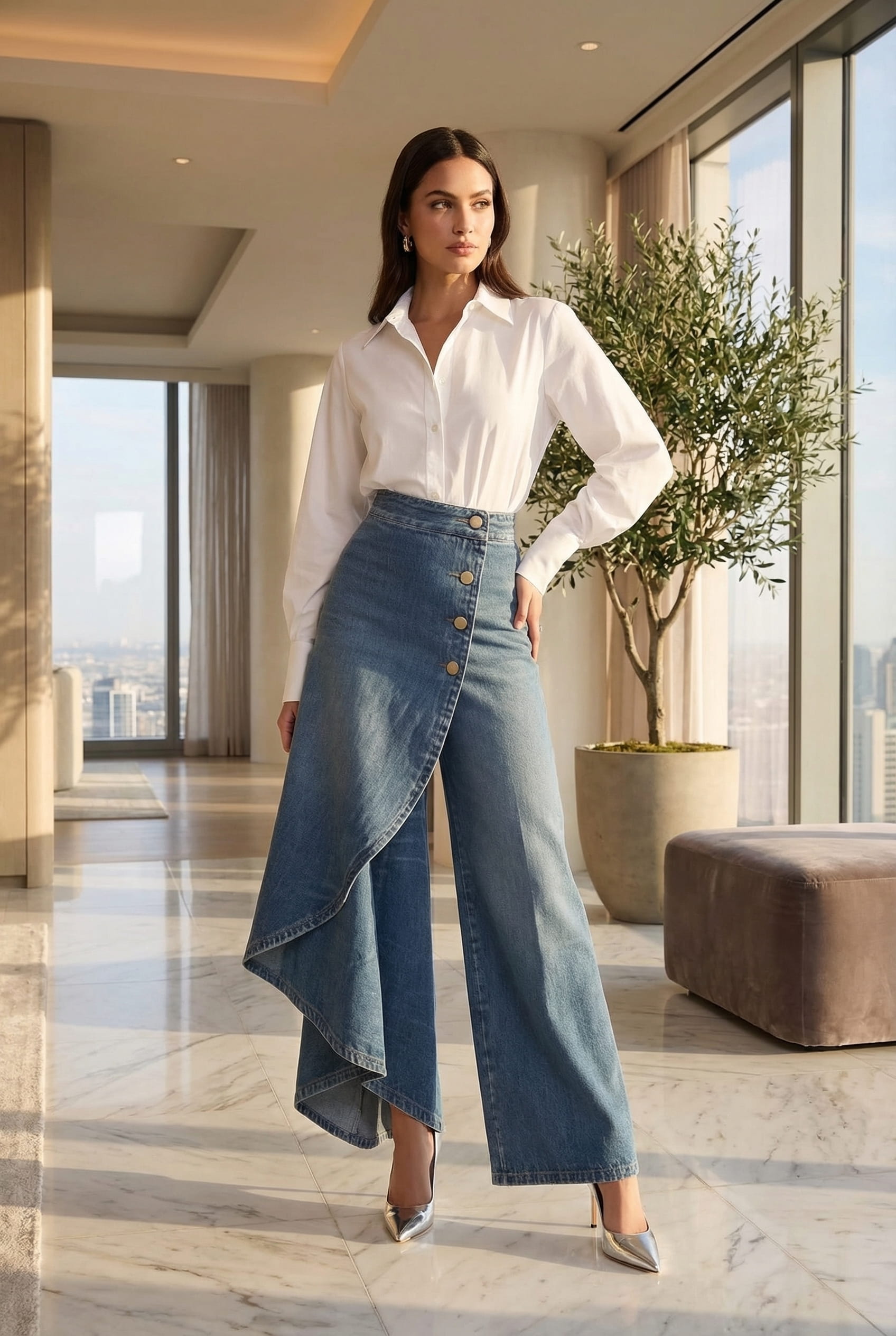 Eleganza - Zawijane jeansy