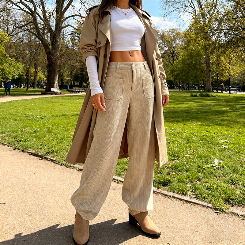 Kristin Damskie spodnie – Luźny krój i wysoki stan dla maksymalnego komfortu i stylu