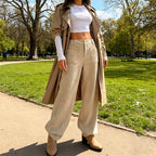 Kristin Damskie spodnie – Luźny krój i wysoki stan dla maksymalnego komfortu i stylu