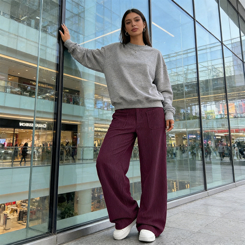 Kristin Damskie spodnie – Luźny krój i wysoki stan dla maksymalnego komfortu i stylu