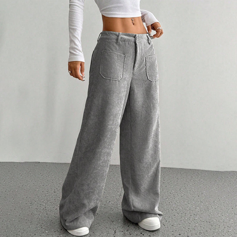 Kristin Damskie spodnie – Luźny krój i wysoki stan dla maksymalnego komfortu i stylu