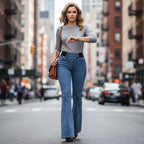 Jenny damskie jeansy z wysokim stanem i rozciągliwymi nogawkami