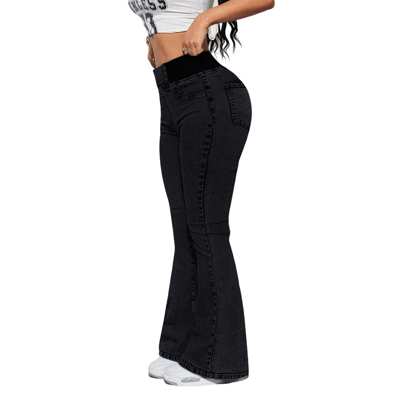 Jenny damskie jeansy z wysokim stanem i rozciągliwymi nogawkami