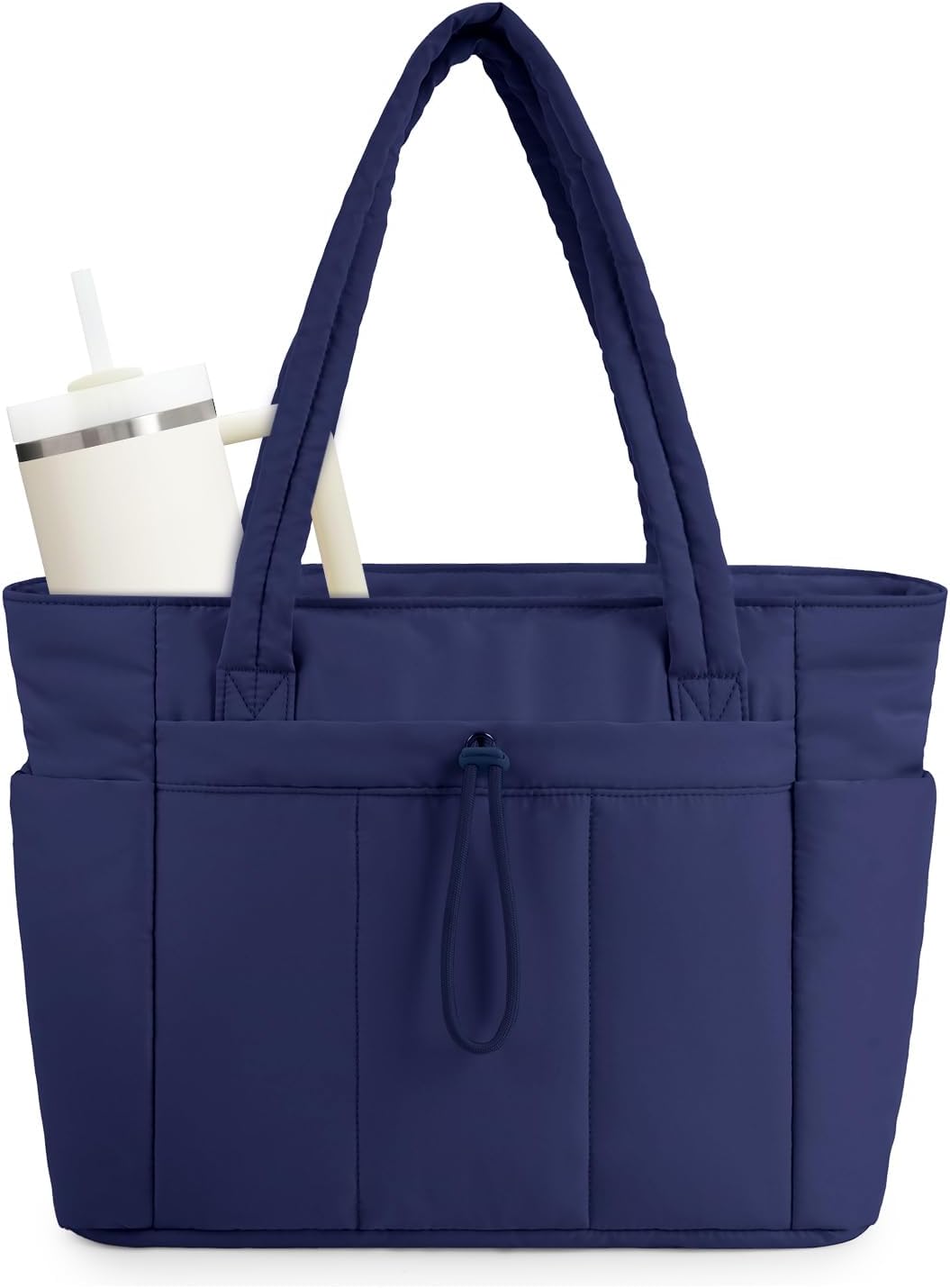 Pojemna damska tote torba na laptopa z bezpieczną kieszenią na kubek
